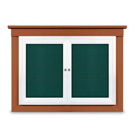 United Visual Products 24"x36" 1-Door Enclosed Letterboard, Blue Felt/Lt Oak UV2621O-LTOAK-BLUE